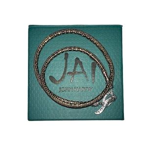 Jai John Hardy Sterling Silver Snakeskin Embossed Leather Wrap Bracelet